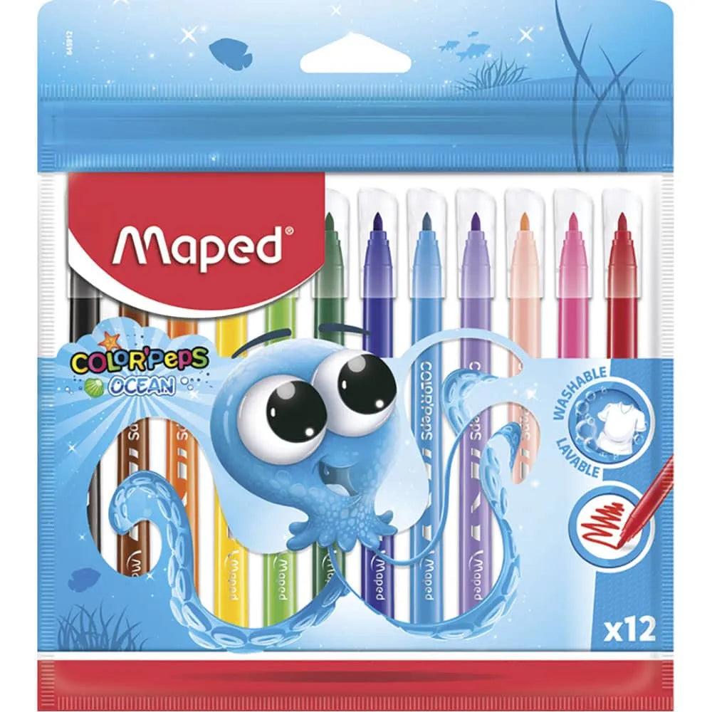 Plumones Lavables Maped Color Peps Ocean x12 Unidades