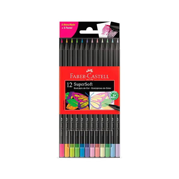 Colores Supersoft Neon Pastel x12 Unidades Faber-Castell