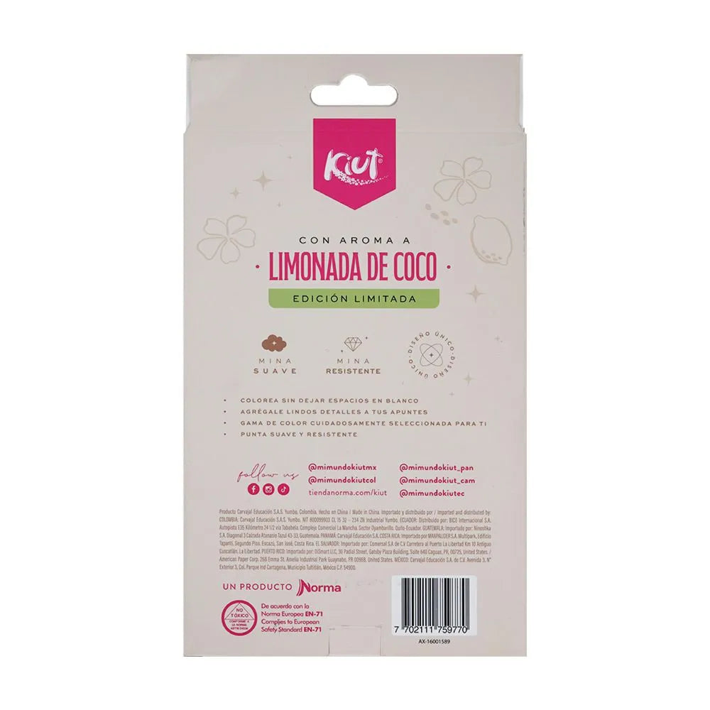 Colores Kiut x12 Unidades Aroma Limonada de Coco