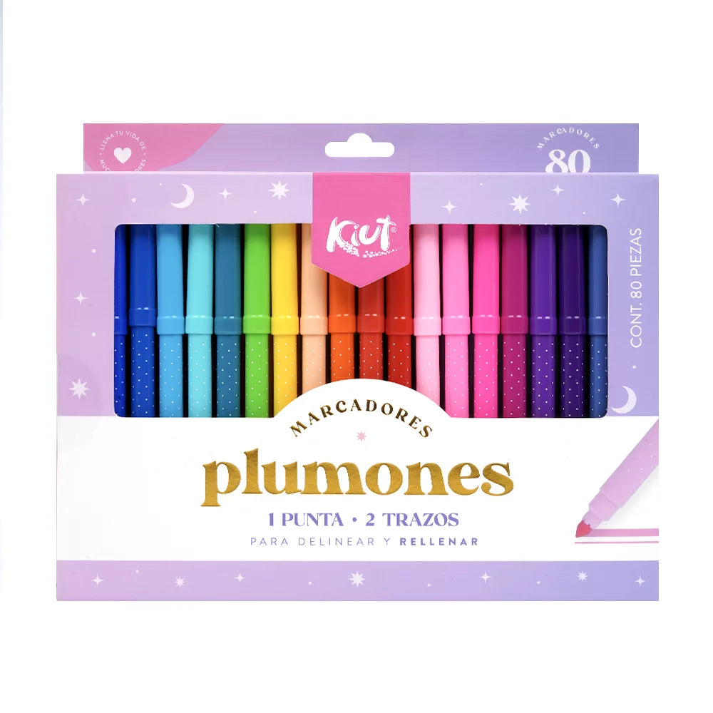 Plumones Lavables Kiut x80 Unidades Punta Conica
